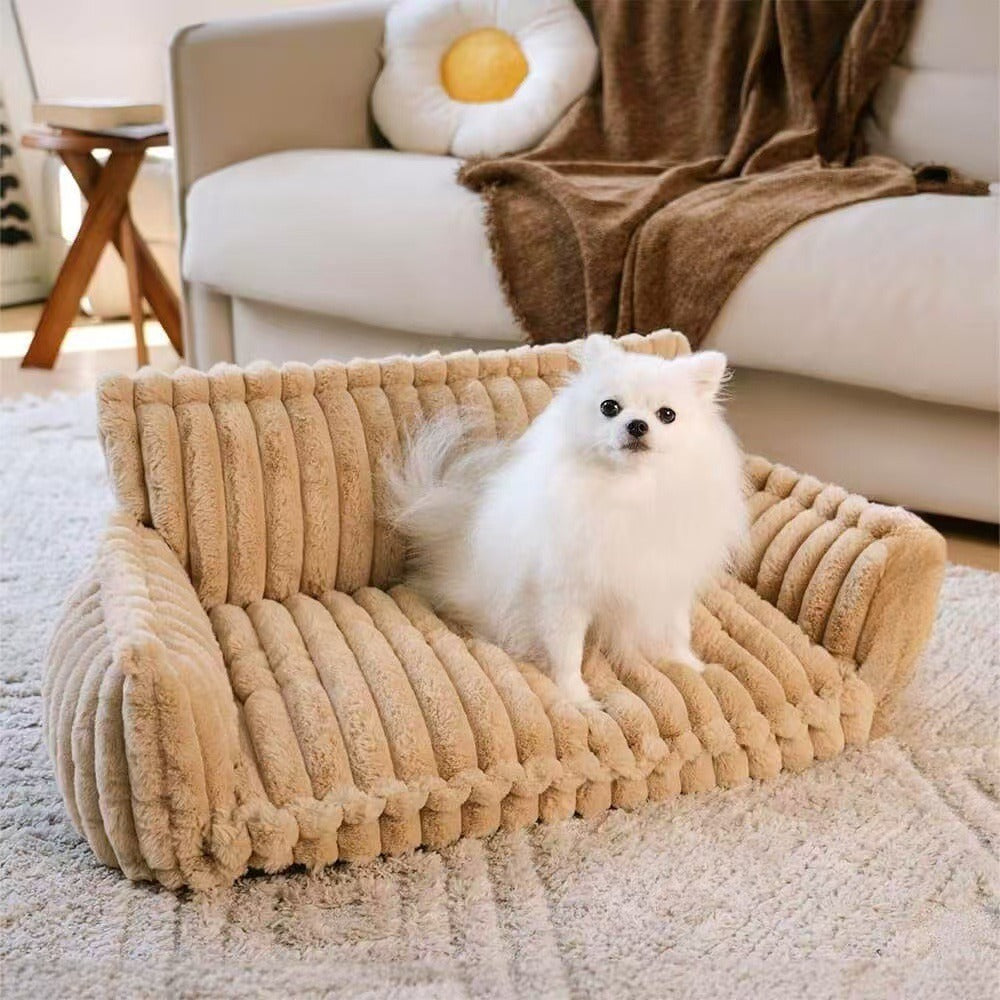 Pet Sofa Bed with Pillow - All-Season Warm Dog & Cat Kennel Cushion