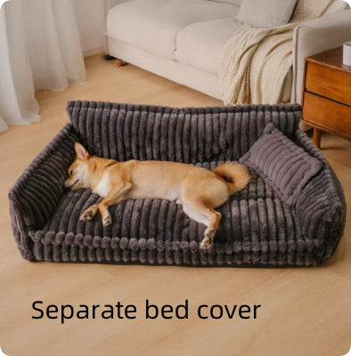 Pet Sofa Bed with Pillow - All-Season Warm Dog & Cat Kennel Cushion