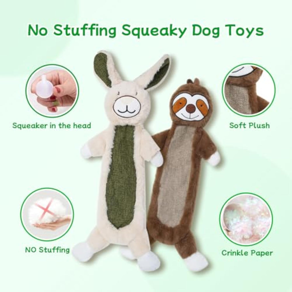 Durable Crinkle Dog Toy - No Stuffing Squeaky Plush for Aggressive Chewers