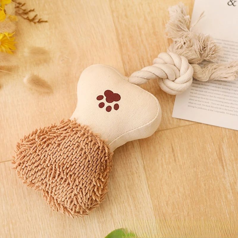 Cotton Rope Dog Toy with Squeaker - Dental Teeth Cleaning Chew Toy for Training