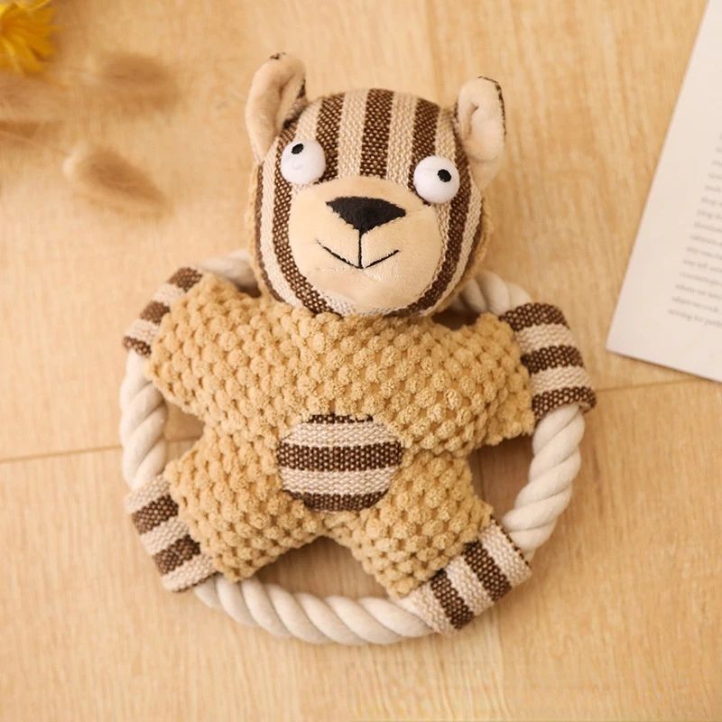Cotton Rope Dog Toy with Squeaker - Dental Teeth Cleaning Chew Toy for Training