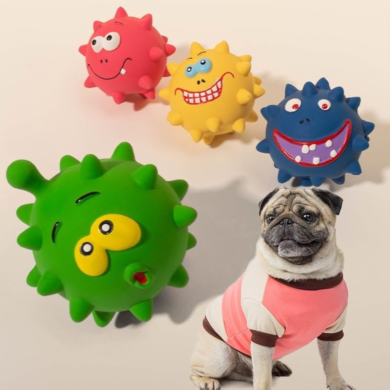 Natural Latex Rubber Squeaky Dog Balls - 3-Pack Toy Set for All Dog Sizes