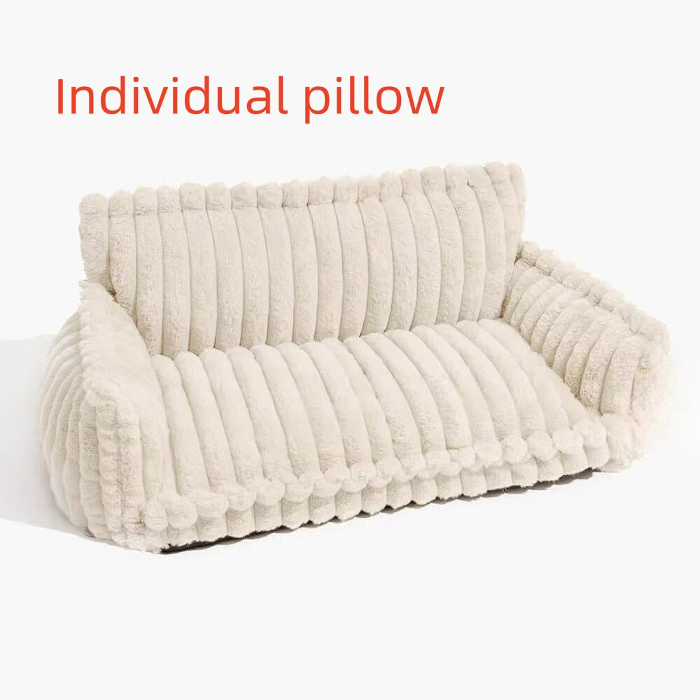 Pet Sofa Bed with Pillow - All-Season Warm Dog & Cat Kennel Cushion
